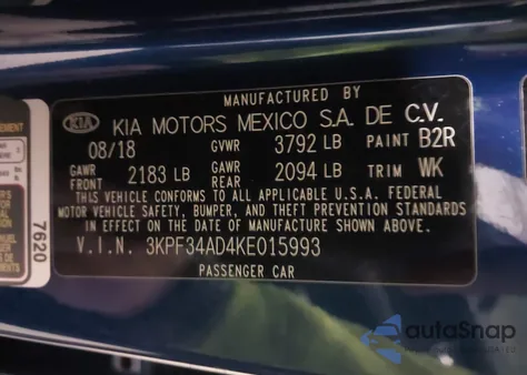 2019 Kia Forte S from USA, damaged, VIN 3KPF34AD4KE015993